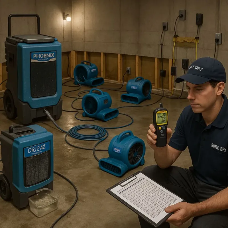 Structural Drying and Dehumidification process in Strum, WI